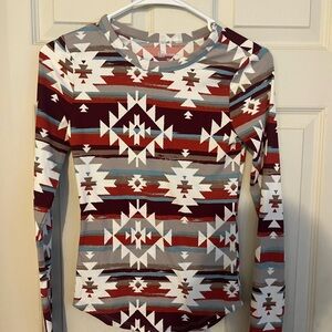 No Boundaries Multicolor Geometric Ribbed Top